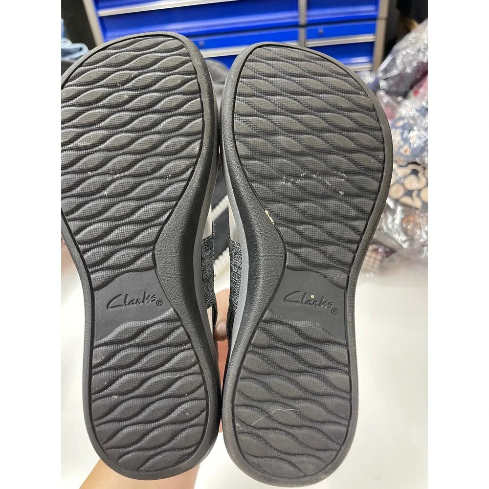 Clarks Cloudsteppers Arla Glison Grey Heathered Wedge Sandals Size 8